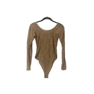 Golden Metallic Marusa Josaco Inc. Vintage Lace Floral Bodysuit